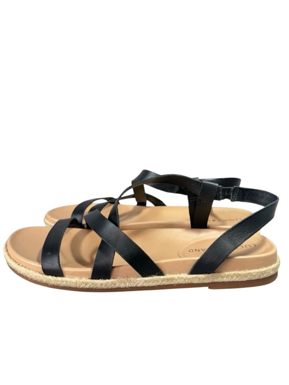 Lucky Brand Darli Black Leather Strappy Sandals